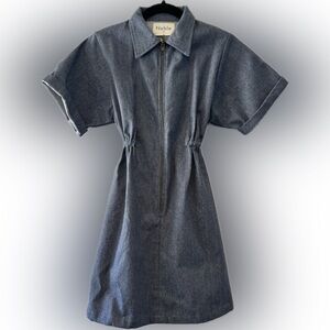 NWT Noble XS Denim Utility Dress Upcycled Cotton Full Skirt Mini